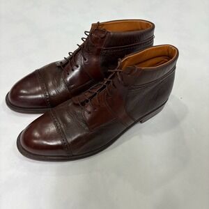 Cable & Co. Brown Leather Cap Toe Lace Up Ankle Boots Men's 10.5 D Made in Italy